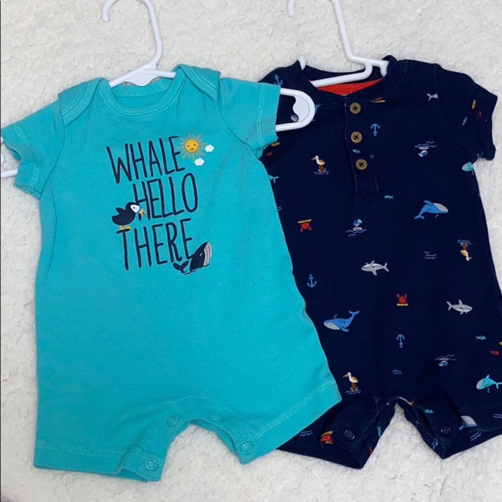 2 baby boy shirtsleeve coverall
